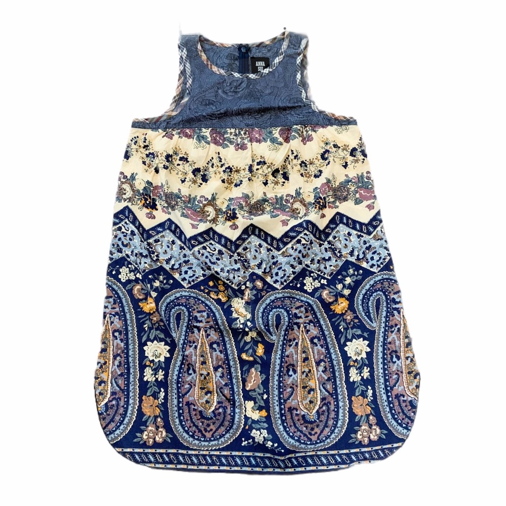 Anna Sui Boho Cotton Shift Tunic Dress Kerchief